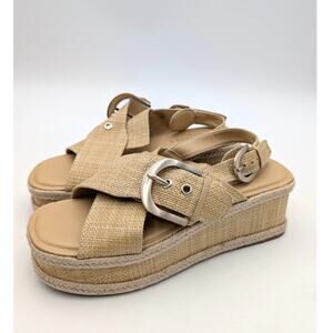 Marc Fisher LTD Renda Espadrille Sandal Women's Natural Raffia Size US8M EU38